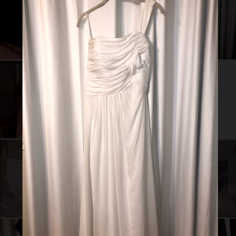 White Long Formal One Shoulder Dress